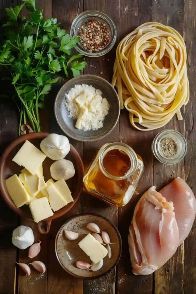 Homemade Chicken Alfredo with tender chicken breast and creamy parmesan sauce served over pasta. A comforting autumn dinner dish.
