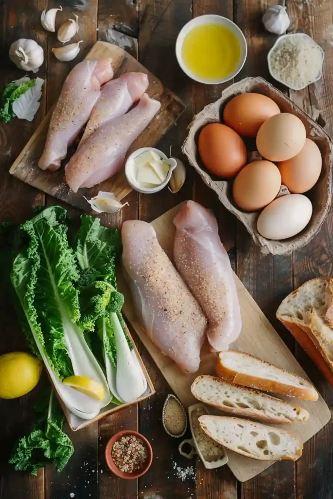 Homemade chicken Caesar sandwich with crispy cutlets, romaine lettuce, and Parmesan in garlic butter bread.