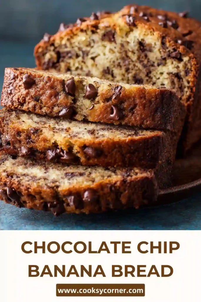 Homemade Chocolate Chip Banana Bread with rich chocolate pockets.