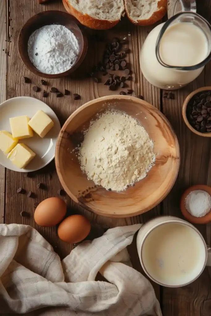 French Brioches Suisses sliced open showing creamy custard and chocolate chips inside soft brioche dough.