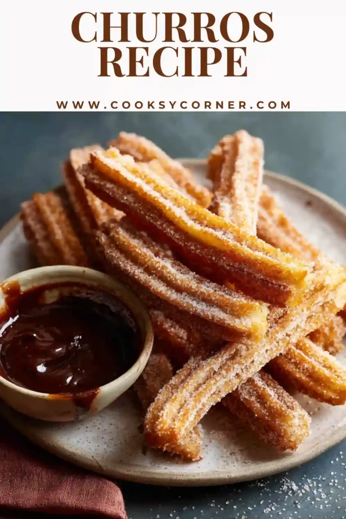 Fresh churros coated in cinnamon sugar served with chocolate dipping sauce.