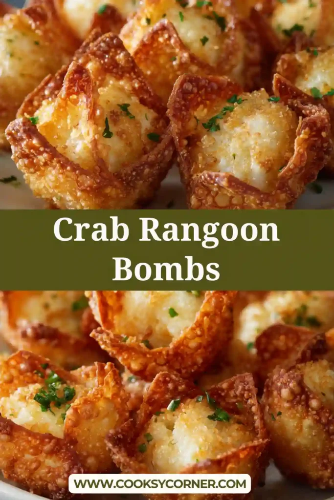 Close-up of Crab Rangoon Bombs showing crunchy coating and creamy crab filling.