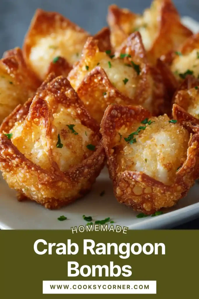 Crispy Crab Rangoon Bombs with golden panko crust and creamy crab cheese filling inside.