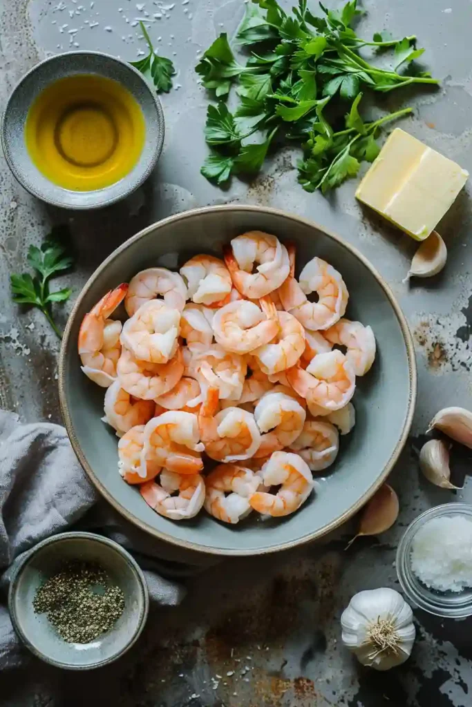 Homemade creamy shrimp dish with thick sauce and fresh garnish.