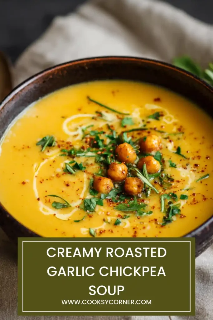 Homemade vegan chickpea soup with lemon and herbs.