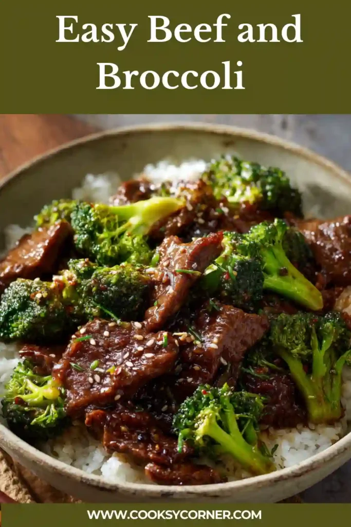 Close-up of homemade beef and broccoli stir fry with glossy sauce and perfectly cooked vegetables.