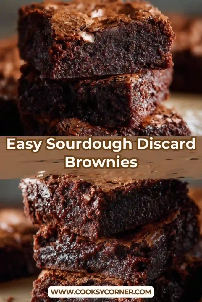 Easy Sourdough Discard Brownies cut into squares with fudgy texture and crackly tops.