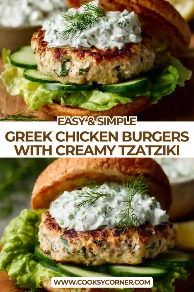 Homemade Greek chicken burger with tzatziki sauce and fresh vegetables. The burger is wrapped in lettuce and topped with tomato slices and red onion.