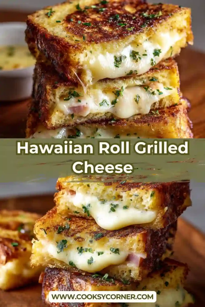 Grilled cheese made with soft Hawaiian rolls and buttery toasted edges.