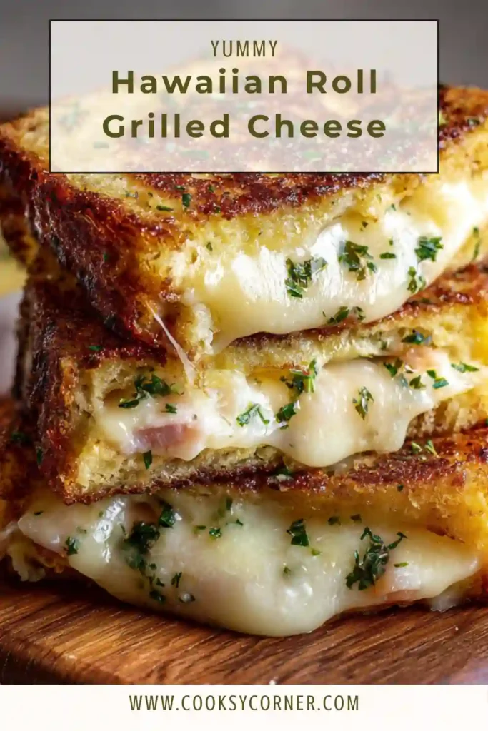 Hawaiian roll grilled cheese sliders with golden crispy bread and melted cheese filling.
