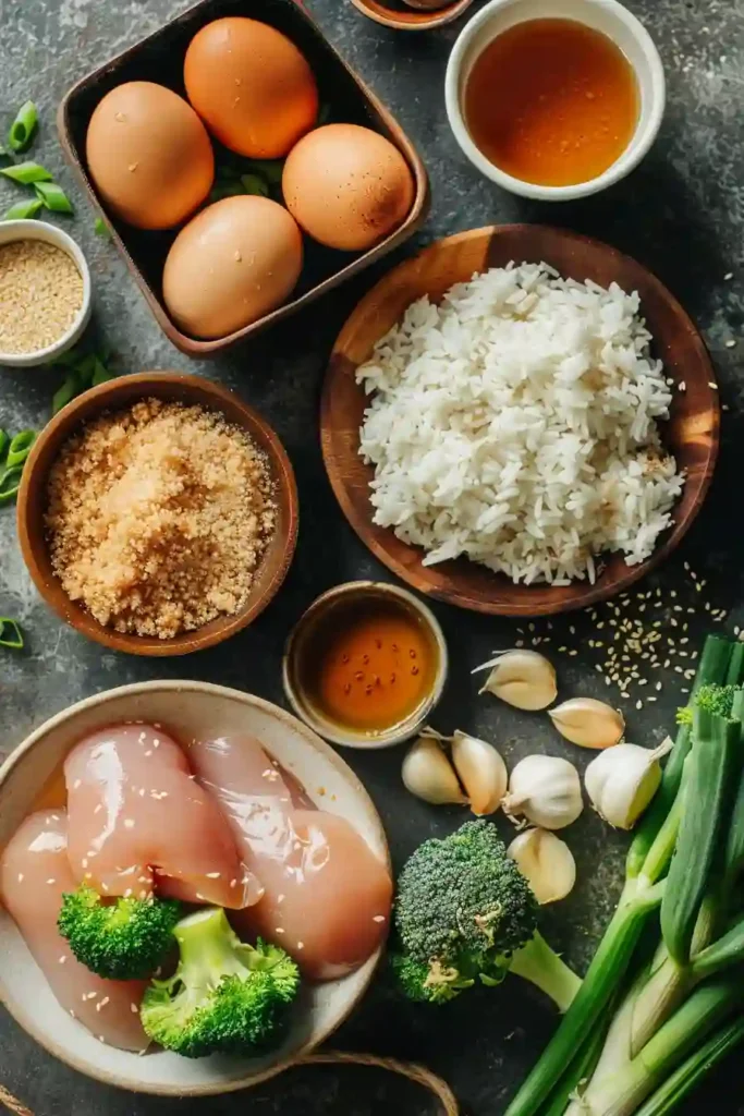 Homemade honey garlic chicken bowl with crispy chicken, steamed rice, and seasoned broccoli. A healthy and satisfying dish.