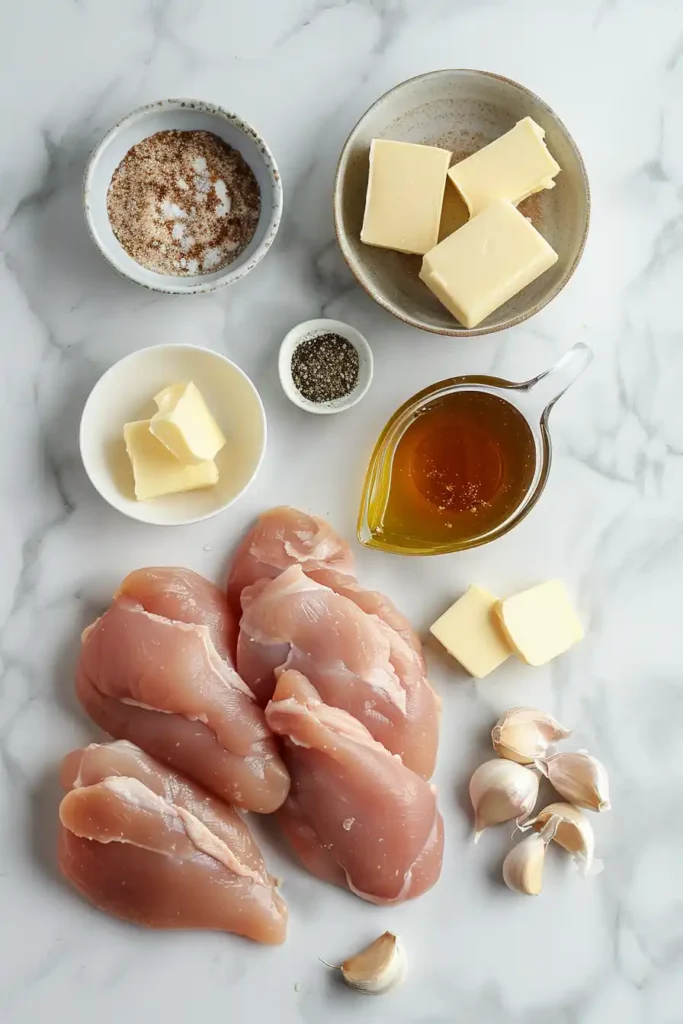 Tender Honey Garlic Chicken Breast sliced and served over rice with extra honey garlic sauce spooned on top.