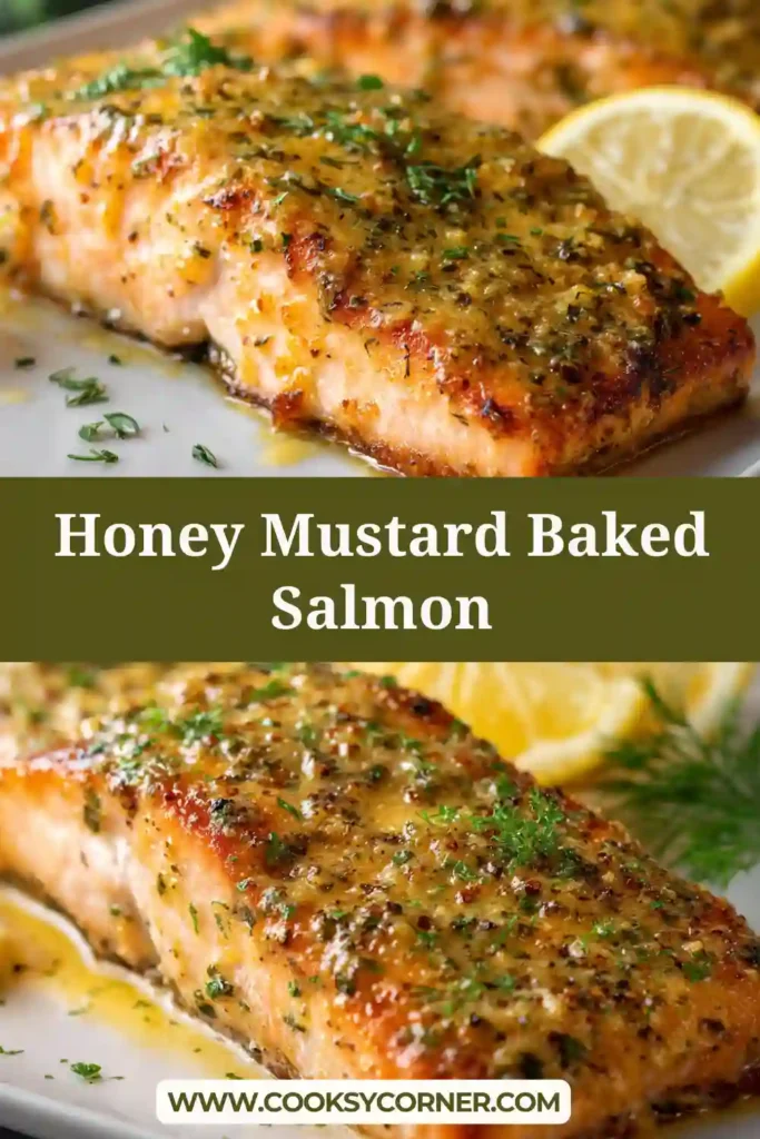 Close-up of salmon fillet brushed with honey mustard glaze before baking.