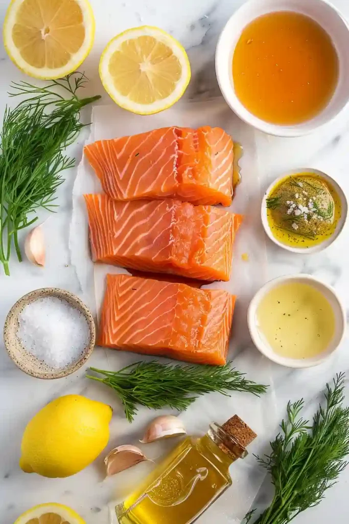 Tender baked salmon topped with sweet and tangy honey mustard sauce.