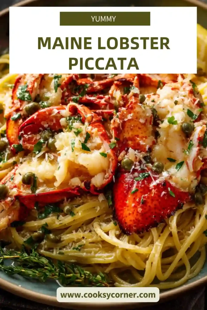 Maine lobster piccata served in creamy lemon caper sauce with parsley garnish.