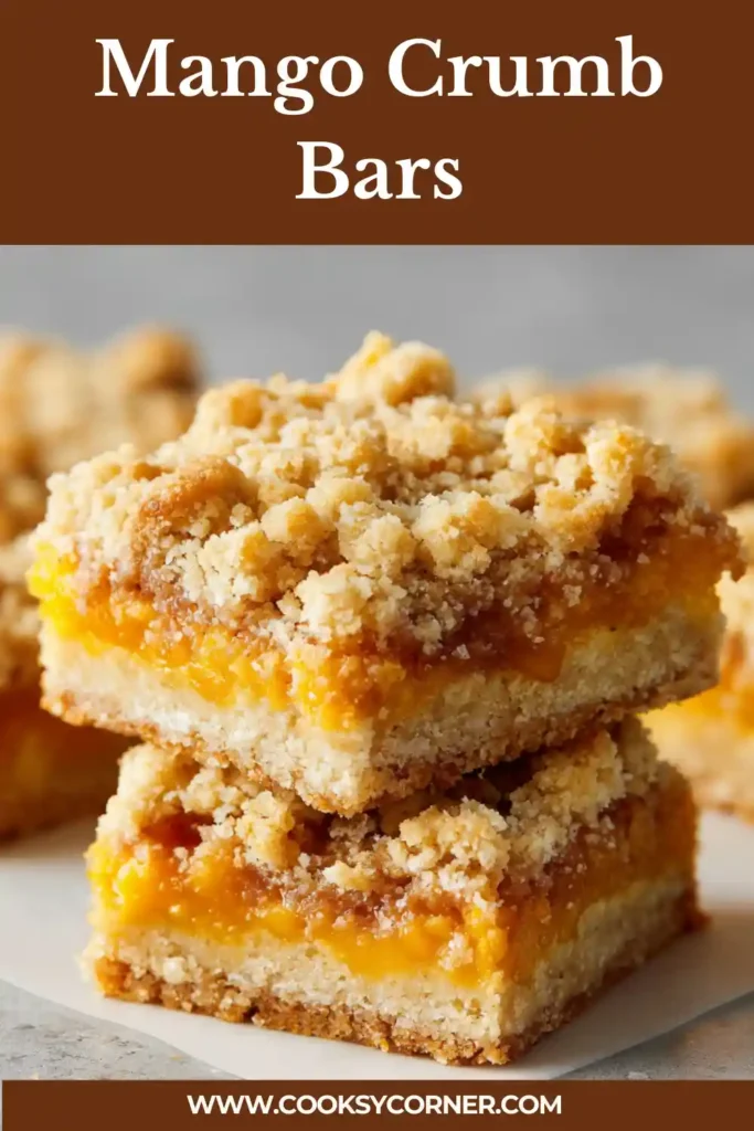 Fresh Mango Crumb Bars with buttery crumble topping and juicy mango filling.