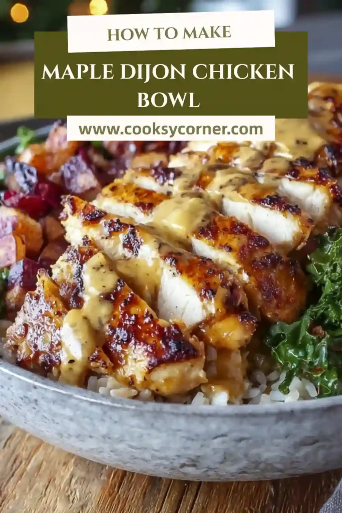 Sheet pan Maple Dijon Chicken and sweet potatoes freshly roasted with golden edges and rich glaze. Ideal for an easy weeknight dinner.