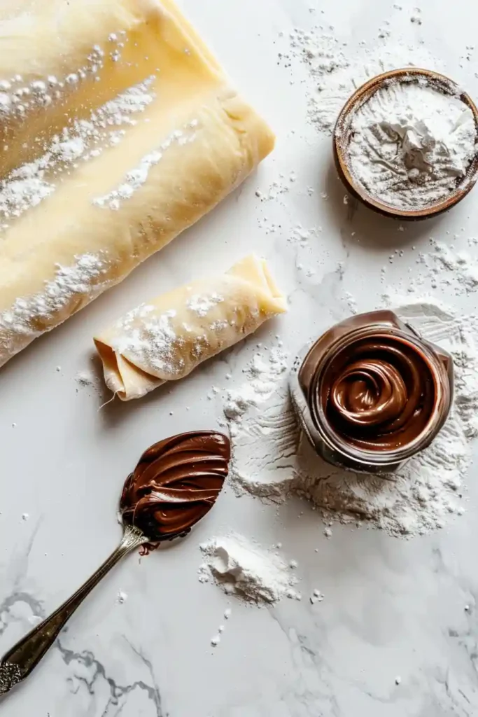 Puff pastry pinwheels filled with Nutella and baked to perfection.