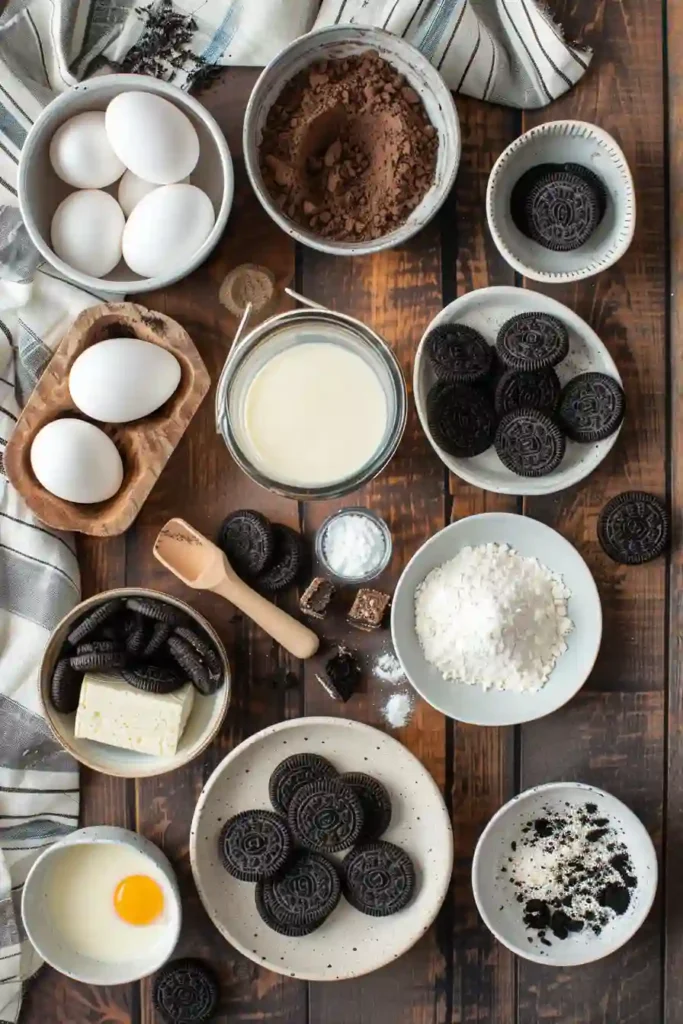 Fluffy cinnamon rolls filled with crushed Oreos and topped with cookies and cream icing.