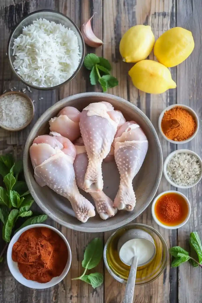 Homemade Oven Baked Tandoori Chicken with fresh herbs and lemon wedges.