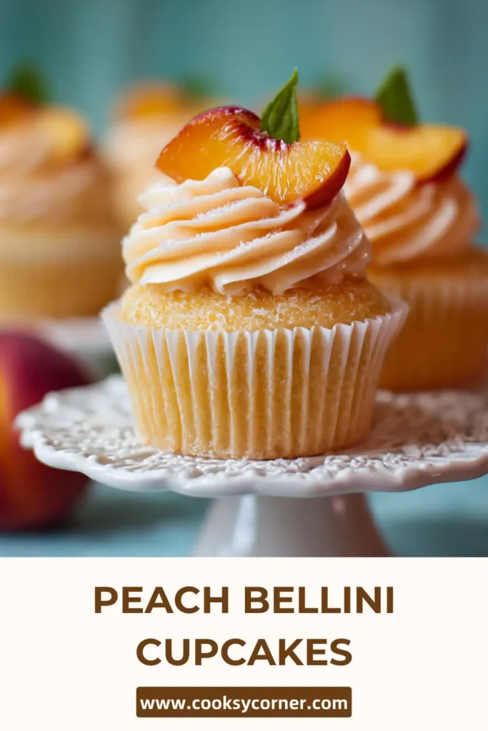 Homemade peach cupcakes with fluffy texture and fruit garnish.