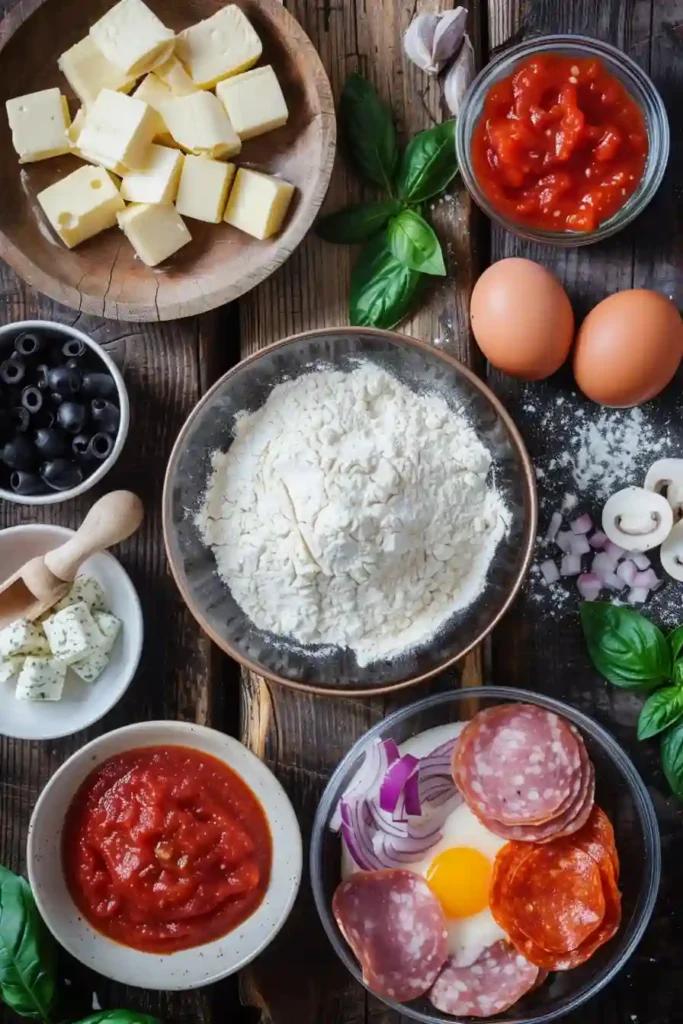 Oven-baked pizza pockets arranged on parchment paper with melted cheese inside and golden crust.