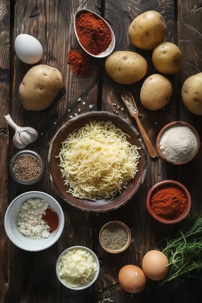 Delicious fried potato pancakes with beef filling and cheese, plated and garnished for a comforting meal.