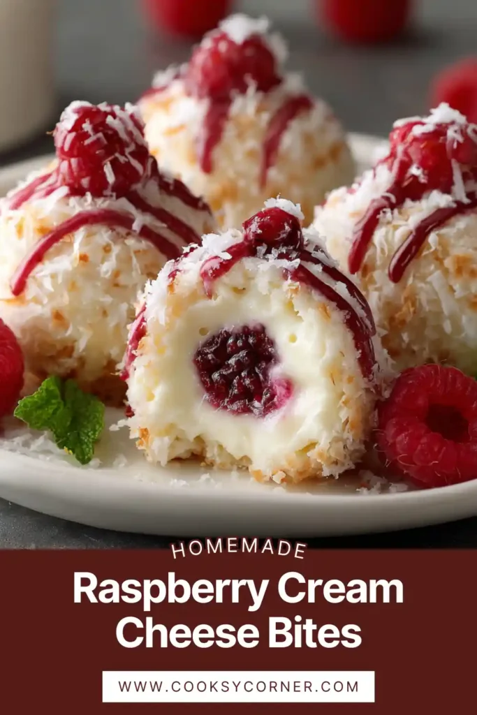 Homemade Raspberry Cream Cheese Bites with crisp puff pastry layers and sweet raspberry topping. The pastries highlight creamy filling and vibrant berry color.