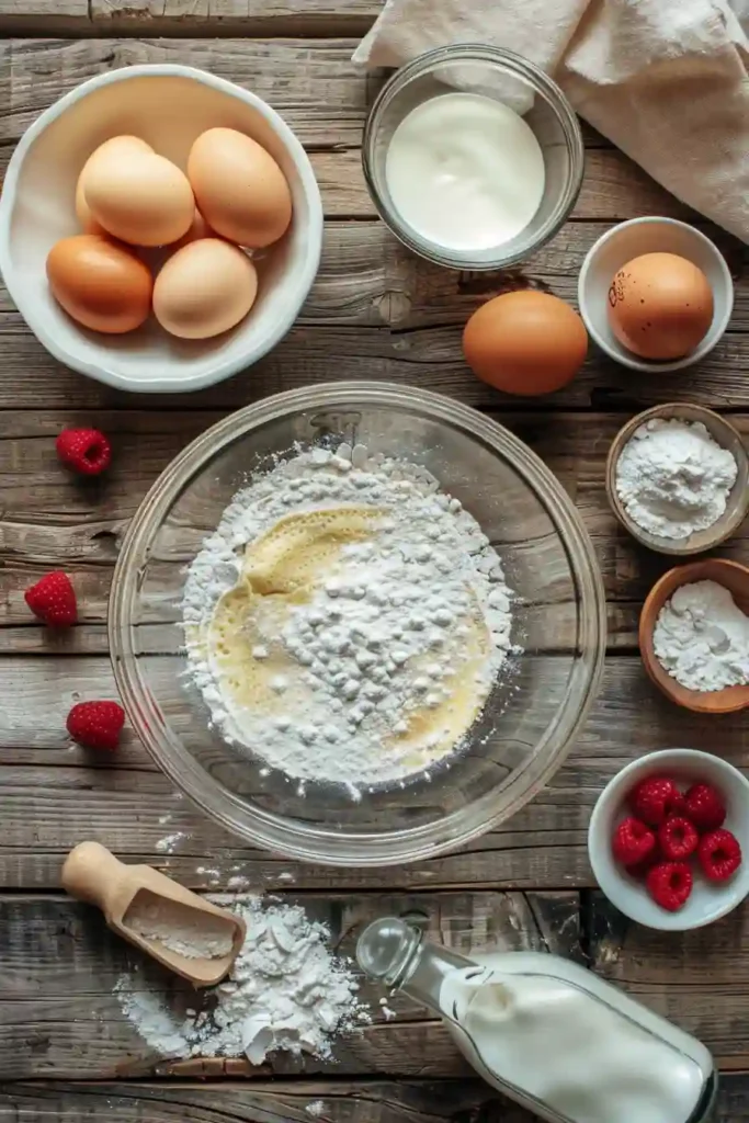 Elegant crepes dessert with cream filling and fresh fruit garnish.