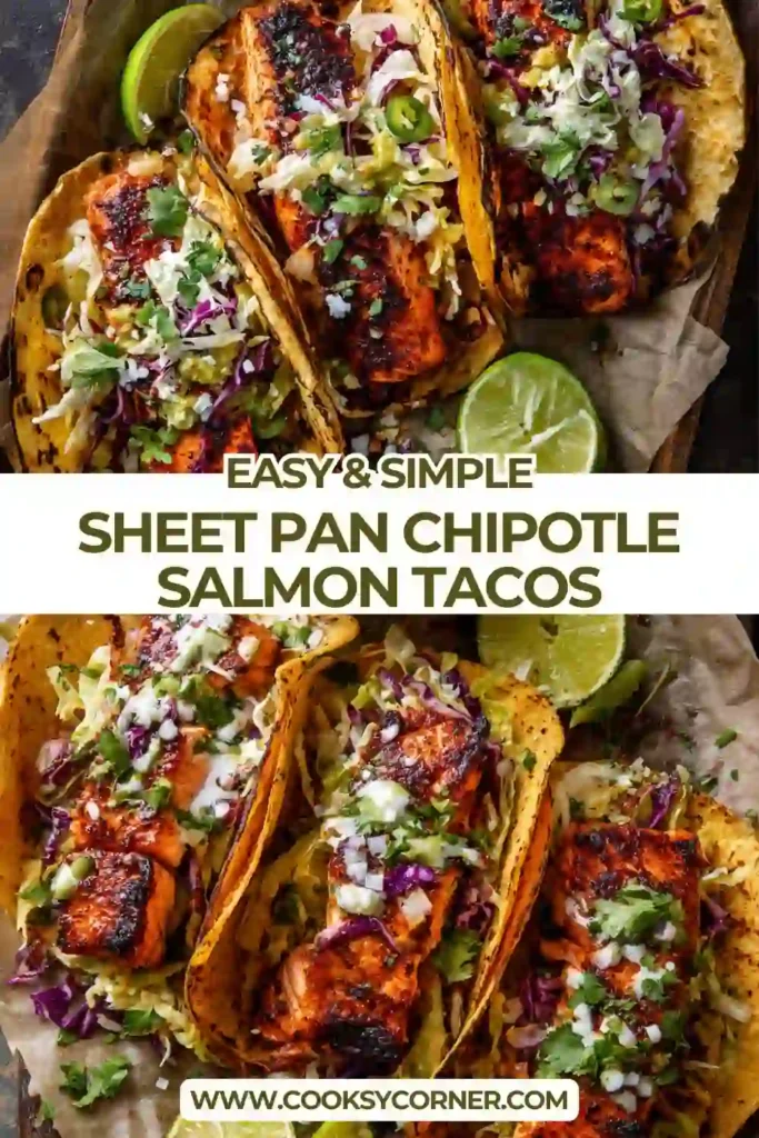 Salmon tacos topped with fresh pineapple mango salsa and cabbage.