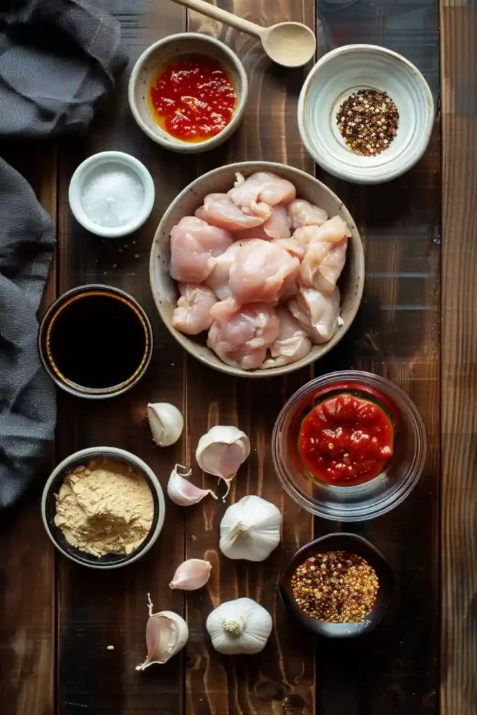 Bowl of slow cooker honey garlic chicken with rice and fresh green onions.