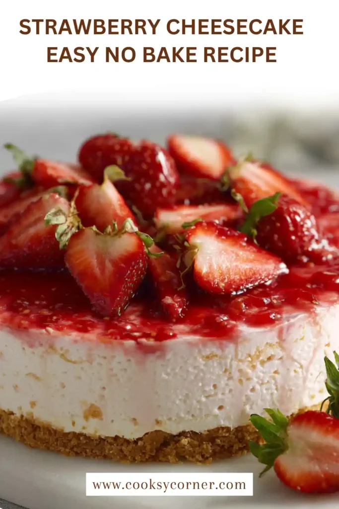 Slice of strawberry cheesecake with buttery crust and creamy strawberry mixture.