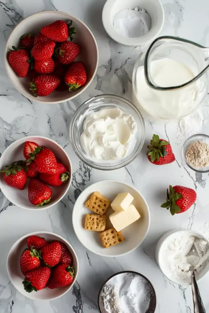 Homemade no bake cheesecake with strawberries and rich creamy texture.