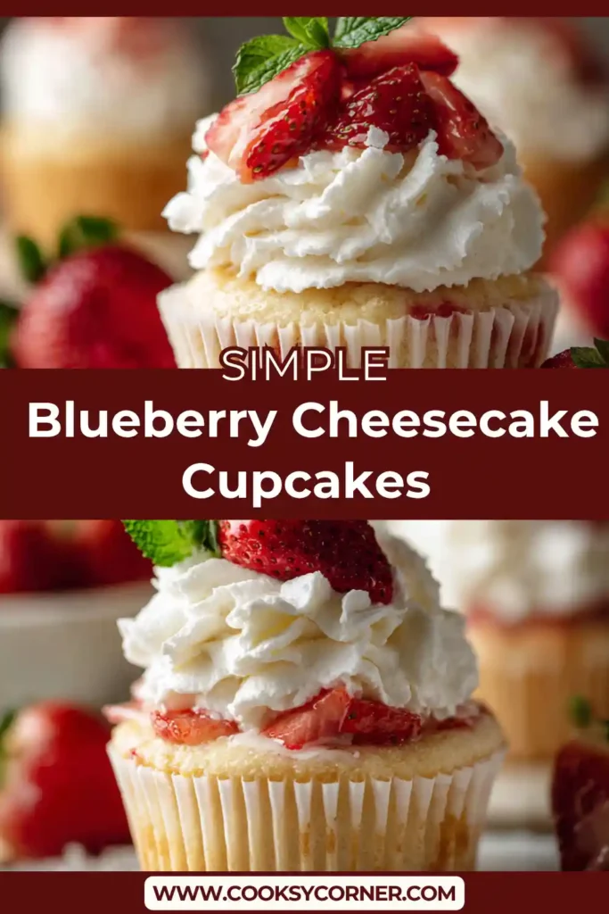 Fluffy vanilla cupcakes filled with strawberry sauce and topped with whipped cream and mint garnish. Ideal party dessert.