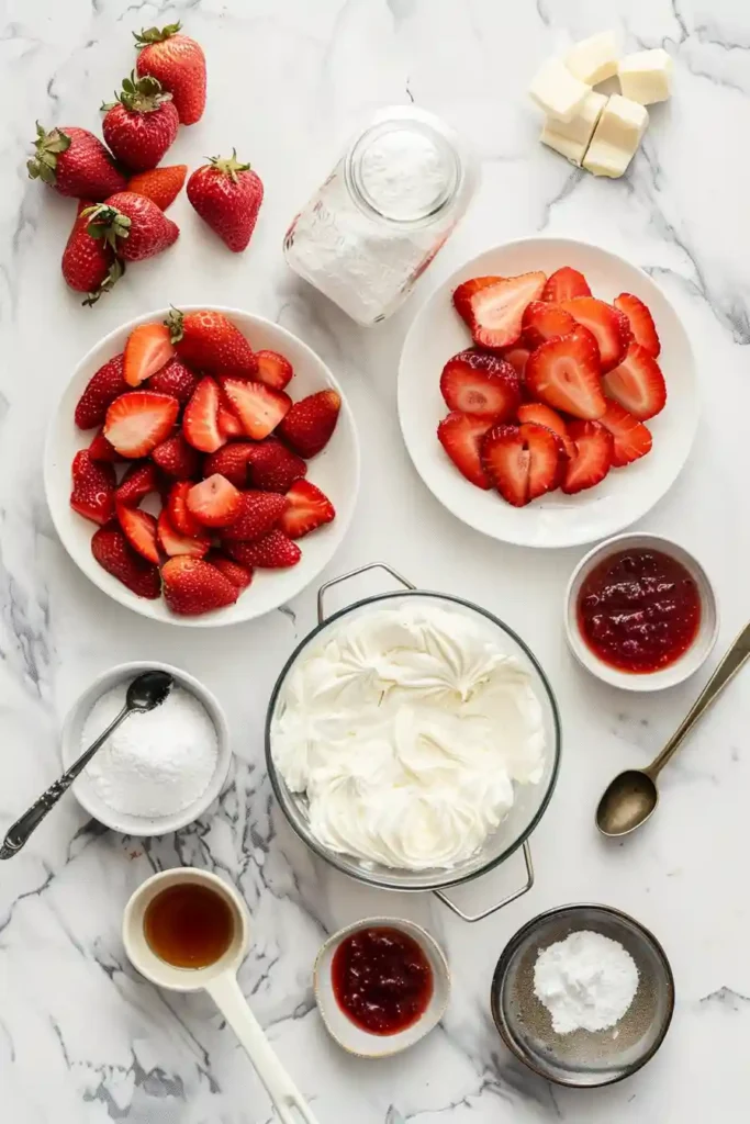 Strawberry shortcake sushi pieces arranged on a dessert plate.