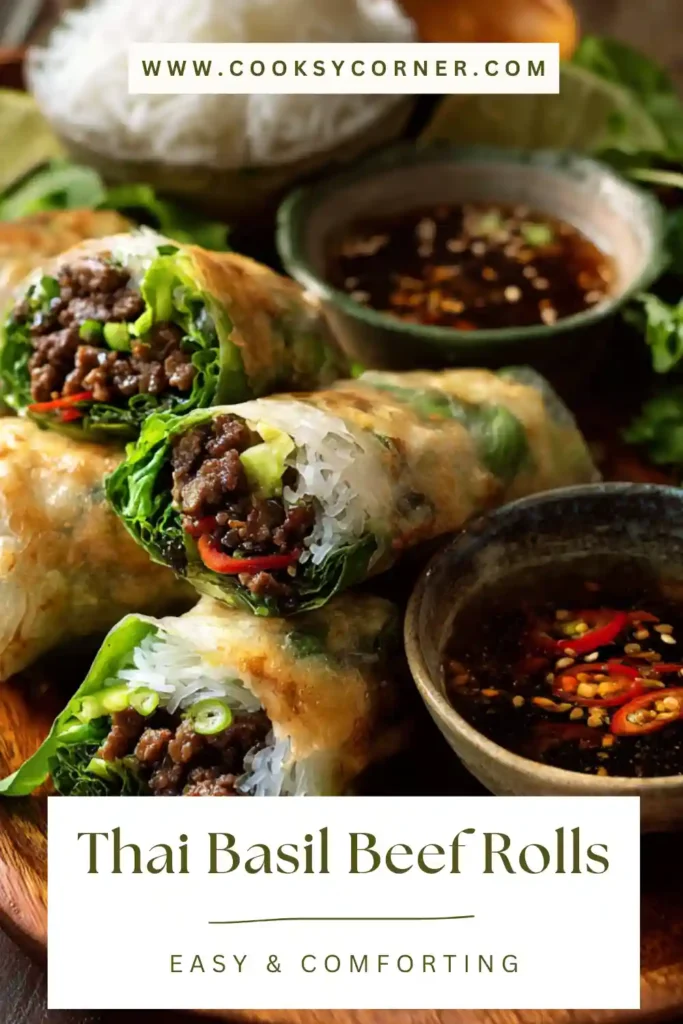 Thai basil beef tortillas served with chili sauce.