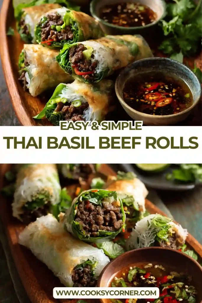 Homemade Thai beef wraps with cilantro, basil, and peanuts.