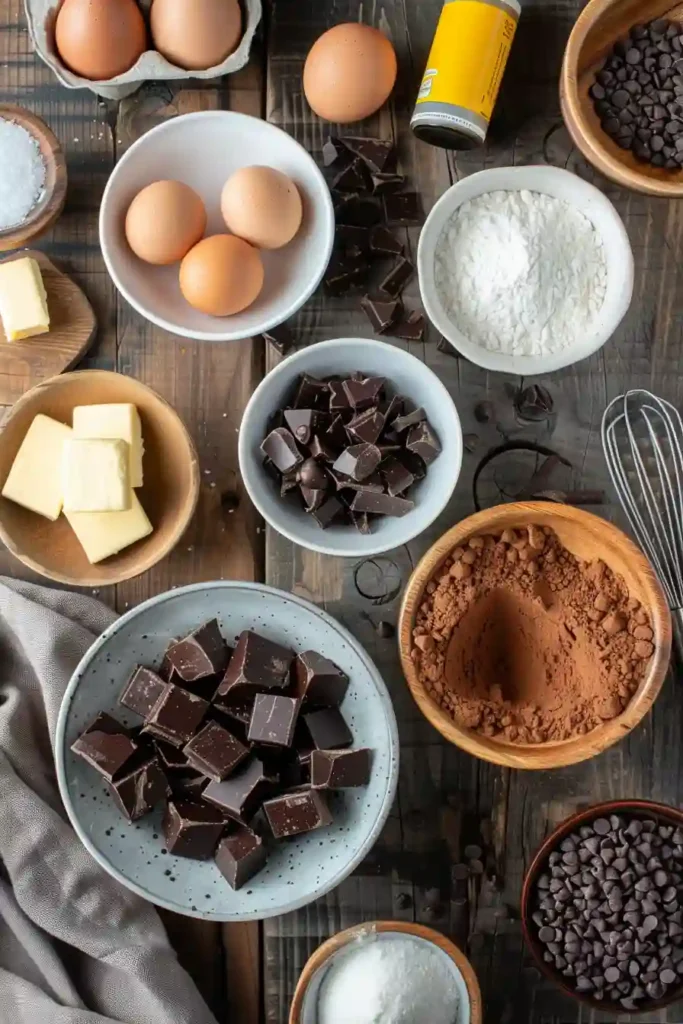 Close-up of fudgy brownie cookies with chocolate chips.