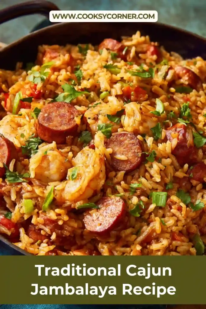 Homemade Cajun jambalaya with chicken and smoked sausage.
