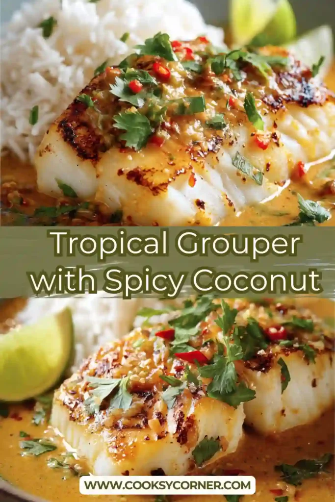 White fish fillets cooked in coconut milk sauce topped with fresh coriander and lime wedges.