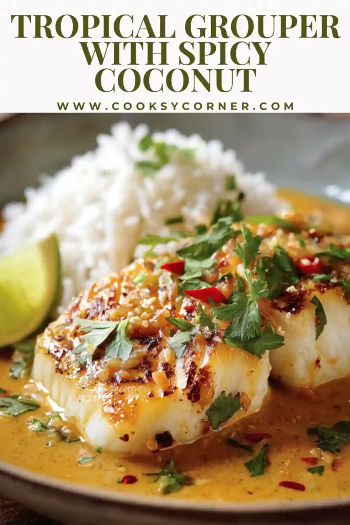 Tropical grouper fish simmered in a coconut curry sauce with ginger and garlic.