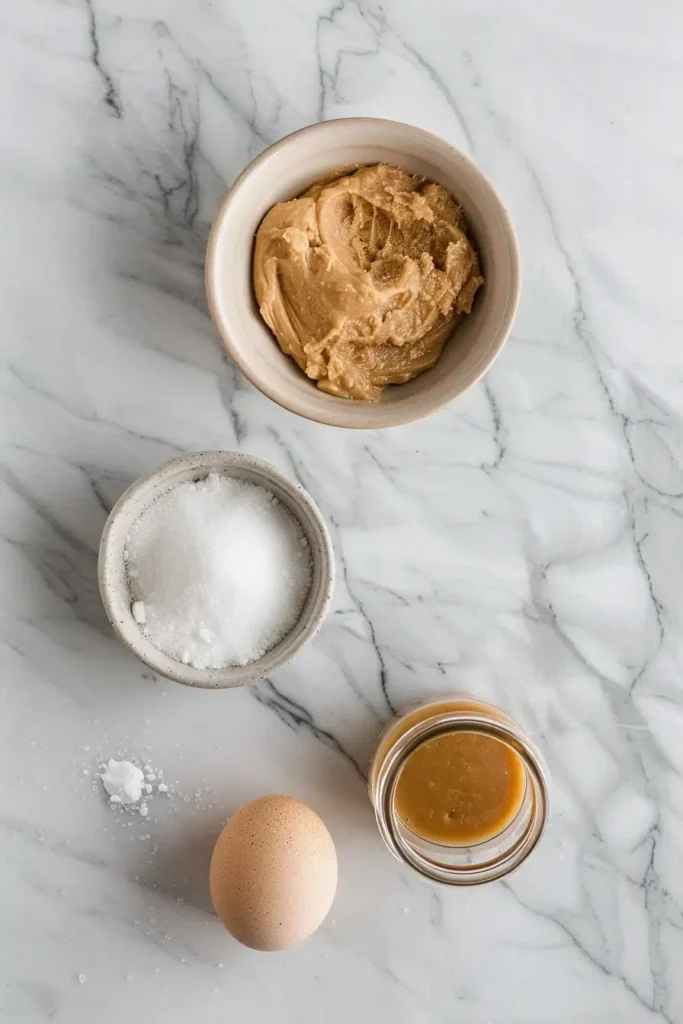 Baking tray of 3 ingredient peanut butter cookies just out of the oven with soft centers and crisp edges. Easy cookie recipe visual.
