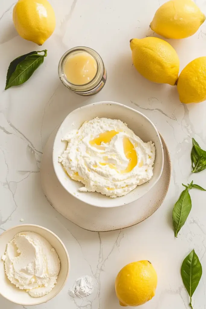 Fluffy lemon dessert slice with visible swirls and moist texture.