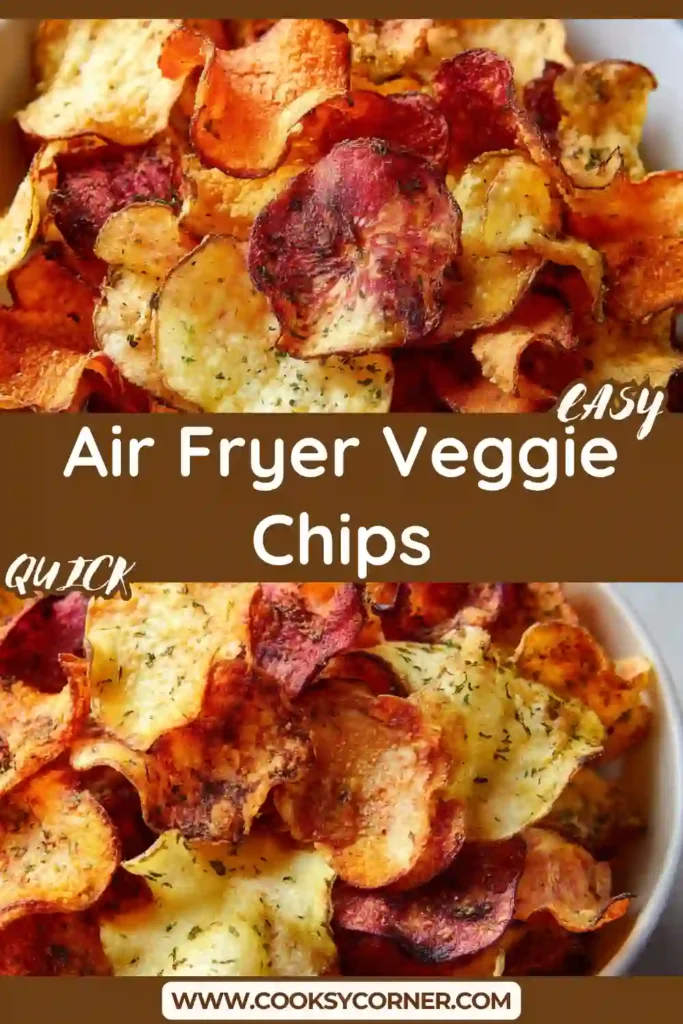 Close-up of air fryer veggie chips showing thin, crunchy slices.