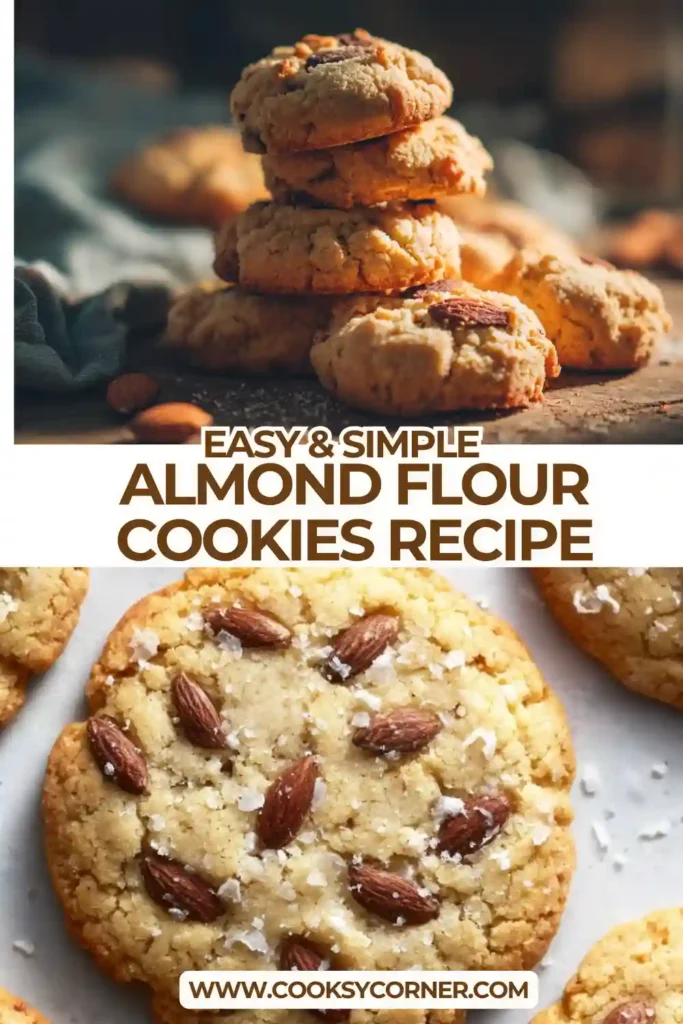 Homemade almond flour cookies with chocolate chips, showing rich texture and golden color.