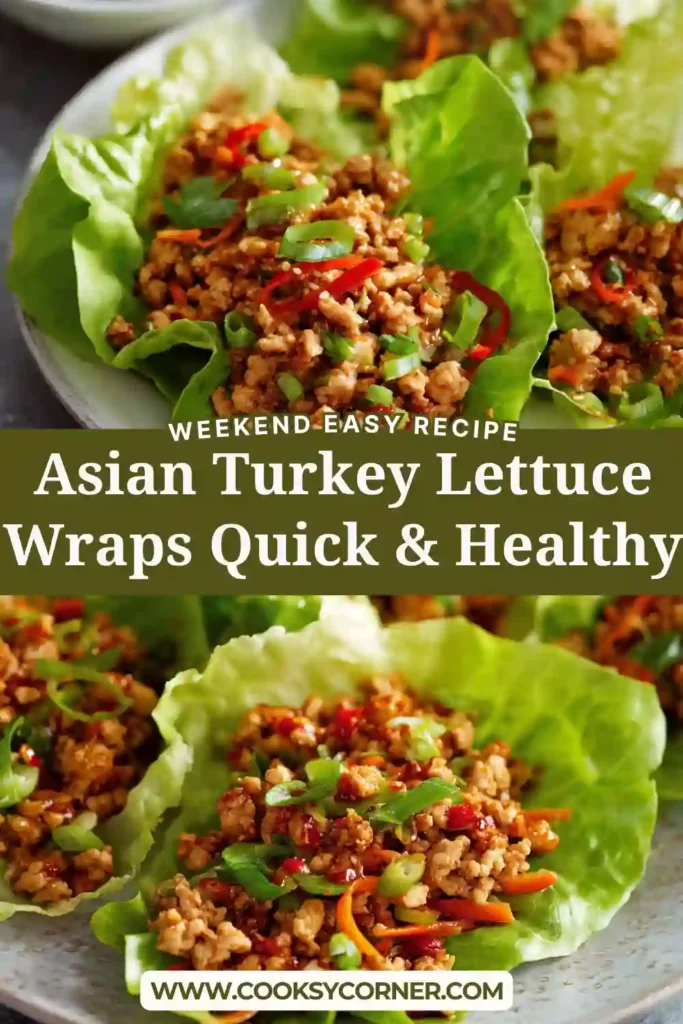 Healthy lettuce wraps with turkey, water chestnuts, and savory sauce served in crisp lettuce cups.