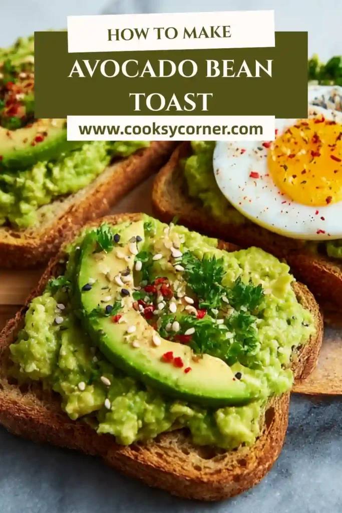 Nutritious avocado bean toast served on toasted sourdough with fresh toppings.