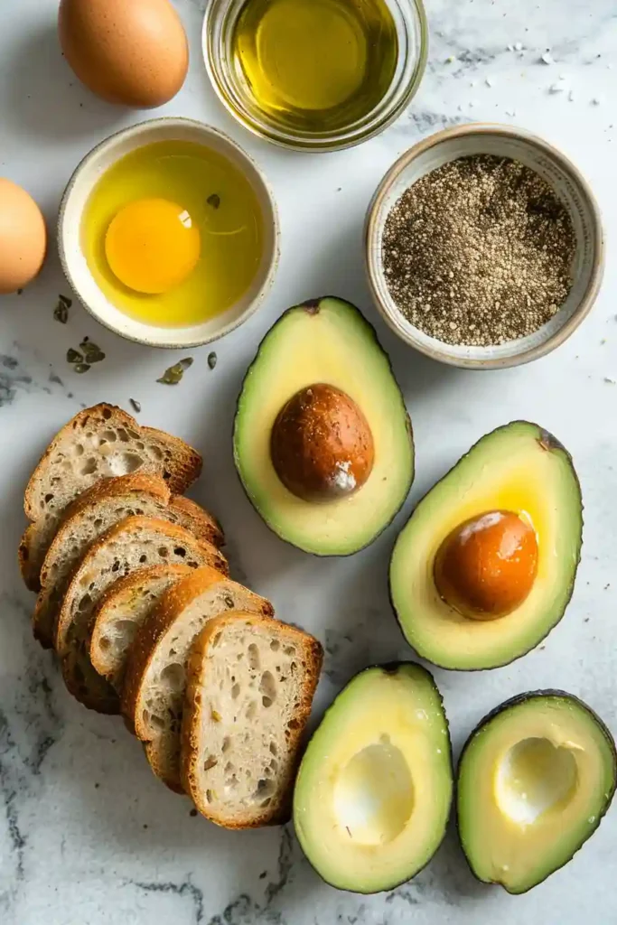 Homemade avocado toast with scrambled eggs on golden toasted bread for a nutritious breakfast.