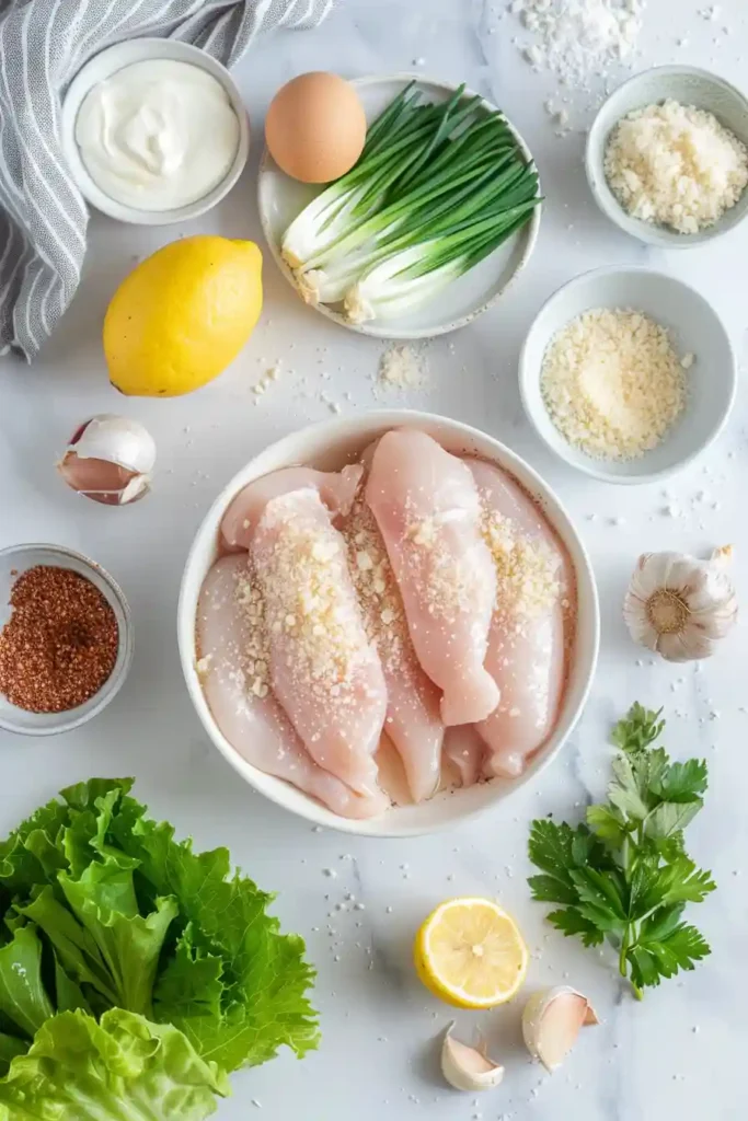 Air fryer baked chicken tenders with golden crust and melted parmesan topping, served fresh and hot.