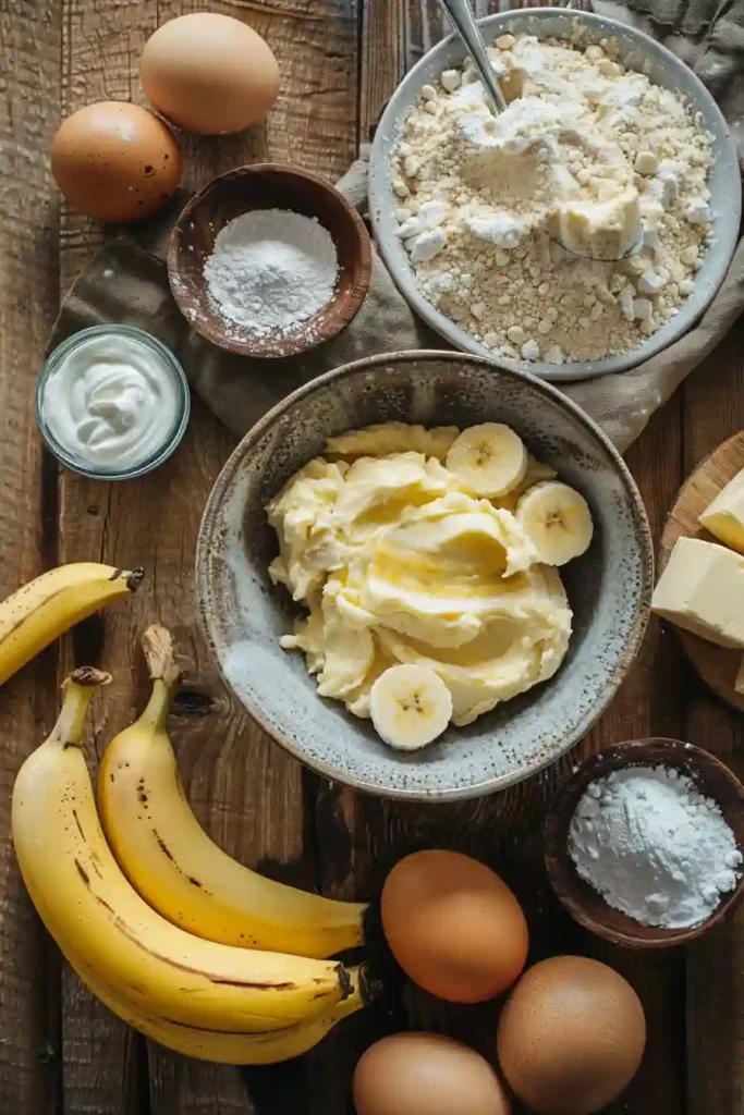 Homemade banana dessert bars with frosting spread evenly on top.